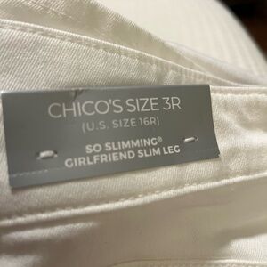 Chicos size 3r or 16 white girlfriend slim ankle jeans